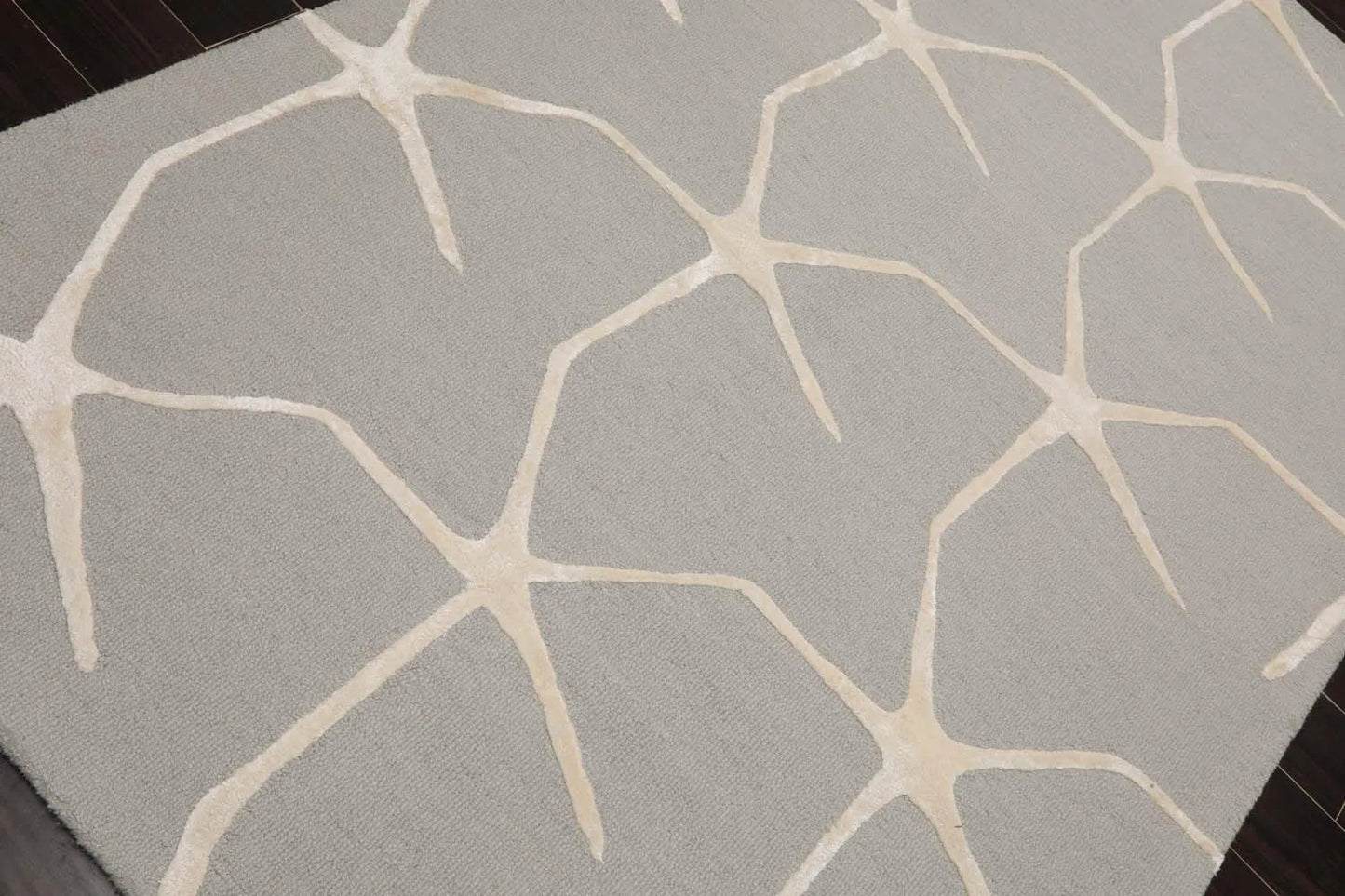 5' x8' Hand Tufted Hand Made 100% Wool Designer Modern & Contemporary Oriental Area Rug Gray,Ivory Color